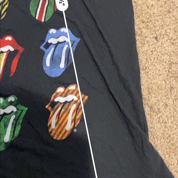 Free People daydreamer Rolling Stones 12 Tongues Black Boyfriend Tee - Picture 10 of 10